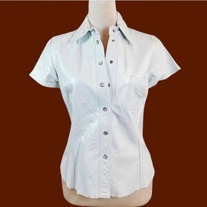 Danier Genuine Leather Button-Up Shirt Ivory Size S